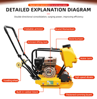 Compacteur à plaque thermique à essence avec moteur EPA, puissance 3kW/4kW, machine de compactage de sol portable pour travaux de construction routière