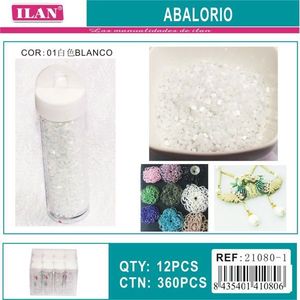 Perline Ilan Abalorio bianche, 12 pezzi per tubo, per la creazione di gioielli - Product Image 1