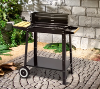 Grille coupe-vent rectangulaire réglable en hauteur avec table d'appoint barbecue à charbon d'extérieur