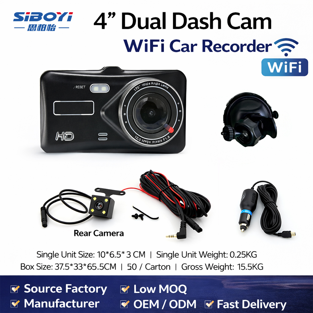 4-inch touchscreen HD front and rear Dash Cam