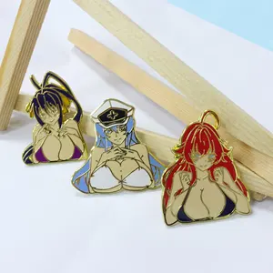 We Make Custom 5 Inch Art Sexy Anime Girl Donut Hard Lapel Enamel Gold Plated Metal Pins And Badges Making With Your Own Design