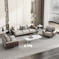 Ensemble de canapés en cuir pour réception commerciale 3+2+1 places, mobilier de luxe moderne et durable pour salle d'attente d'hôtel, meubles inclinables