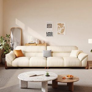 2026 New Fabric <b>Sofa</b>, Modern Minimalist Retro Cream Style Leather <b>Sofa</b> for <b>Small</b> Living Rooms - Product Image 1
