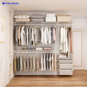 Moda personalizzata camera da letto sistemi di armadio in metallo moderno armadio Organizer con guida appesa e scaffali di stoccaggio unità - Product Image 2