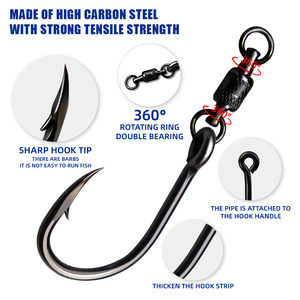Mới 6/0 7/0 8/0 cá ngừ móc thiết lập thép carbon cao câu cá móc với xoay và chia Vòng câu cá phụ kiện cá móc - Product Image 5