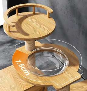 Pohon Kucing Kayu Multi-Level Khusus Kucing Munchkin dengan Kapsul Luar Angkasa, Furnitur Hewan Peliharaan Hemat-Ruang yang Stabil - Product Image 6