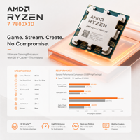 Prosesor CPU 7800X3D 8-Core 16-Thread 3.5GHz Max Boost 96MB L3 Cache Socket AM5 DDR5 untuk Upgrade PC Gaming Desktop Tersedia