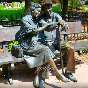 Cuộc Sống Kích thước ngoài trời đường phố trang trí kim loại ngồi vài Ông già và người phụ nữ tượng đồng - Product Image 6