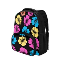 Sac à dos multifonctionnel pour enfants en polyester de 12 pouces, motif hibiscus et plumeria hawaïen, impression à la demande