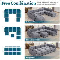PZCN HOME Canapé nuage gris style minimaliste moderne 8 places Combinaison gratuite Ensemble de canapés modulaires Meubles avec pouf Salon