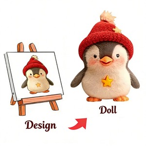 Peluche a forma di piccolo pinguino, cuscino per dormire, morbido animale di peluche, bambola per bambine, giocattolo da abbracciare e per dormire per bambini - Product Image 1