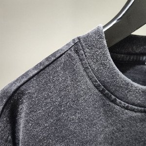 T-<span class=keywords><strong>shirt</strong></span> vintage surdimensionné pour homme, effet délavé, imprimé numérique, logo personnalisé, mélange de coton et de soie, streetwear, hip hop - Product Image 4