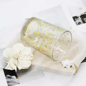 luxury clear glass candle jar round customized gold Bronzing unique empty wax candle container candle holder