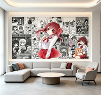 Peintures murales de dessins animés anime, papier peint mural 3D rose pour chambre de fille