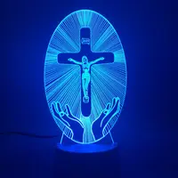 ईसाई धर्म धर्म के पार दृश्य रंगीन एलईडी रात को प्रकाश यीशु स्टेशन ईसाई 3D दीपक