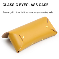 Boîte à lunettes compacte Chic en cuir de première qualité à fermeture à bouton en métal pour nez interne étui à lunettes rétro portable classique