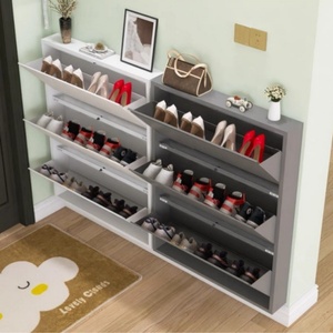Meuble à chaussures moderne à 3 niveaux en acier pour entrée, salon, salle de sport, entrepôt, avec unité de rangement, écologique - Product Image 2
