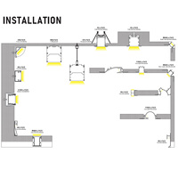 Profilé d'éclairage encastré pour plafond en plaques de plâtre, bande LED intégrée, en alliage d'aluminium blanc/noir, motif carré, montage en surface
