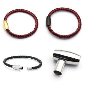 Sunling 1 pièce Fermoirs magnétiques ovales en acier inoxydable, trou intérieur 6/8/10/12MM, à coller sur cordon en cuir tressé, pour fabrication de bracelets DIY - Product Image 6