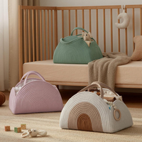 Panier de rangement pour couches en corde de coton écologique, tissé arc-en-ciel, pour la chambre de bébé, cadeau de naissance