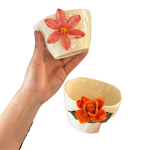 Taza de Café de Porcelana Coreana MSH de 270 ml con Asa Floral Hecha a Mano, Apta para Microondas y Lavavajillas, Regalo Delicado para Mujeres - Product Image 1