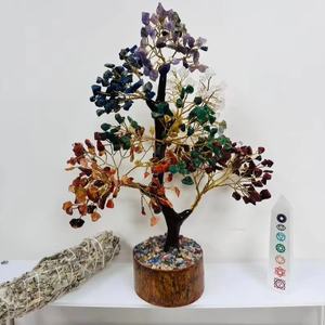 Árbol de siete Chakras, piedra de ágata con estampado único, artesanía con cristales semipreciosos para el equilibrio energético y la decoración artística del hogar - Product Image 6