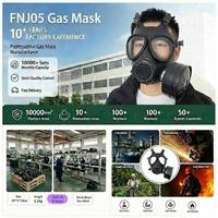 Masque à gaz intégral en silicone premium FNJ05 avec interface filetée latérale RD40, vision panoramique triangulaire à double lentille pour la sécurité chimique