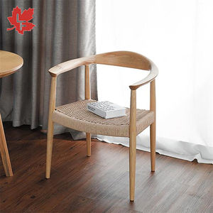 Ghế ăn phòng ăn bằng gỗ nguyên khối mây đan cao cấp, nội thất chất lượng cao, ghế tay vịn gỗ nguyên khối kiểu Kennedy, Hans Wegner - Product Image 2