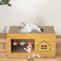 Grand lit-griffoir détachable pour chat, maison en carton pour chat d'intérieur avec lit-griffoir en papier ondulé pour chats