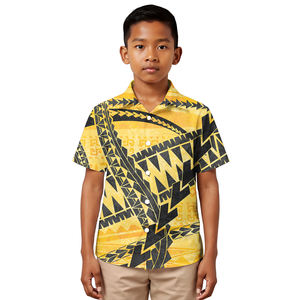 Chemise d'été respirante à manches courtes pour garçon, motif tribal polynésien Elei, personnalisable, tendance, en promotion - Product Image 4