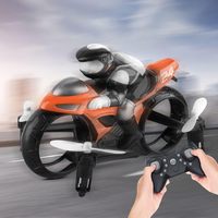 DWI 2.4GHz télécommande moto jouets 2 en 1 terre et air amphibie moto Drone enfants extérieur télécommande jouets