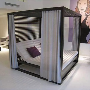 Luxury Outdoor Cabana Double <b>Sunbed</b> with Retractable Canopy and Plush Cushions Perfect for Relaxation and Resort Comfort - Product Image 3