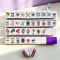 Ensemble de Mahjong Américain de Luxe en Acrylique à 4 Couches, Motif Jardin de Citrons, Tuiles de Mahjong Gravées à la Main pour Jeu Familial et Cadeau