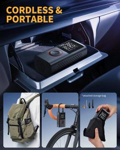 Inflador de Pneus Portátil em Plástico ABS 150 PSI Compressor de Ar Sem Fio Bomba de Bicicleta com Medidor de Pressão Digital LED - Product Image 4