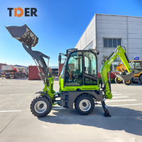 Mini-chargeuse-pelleteuse TDER à prix abordable, moteur importé 4x4, capacité de charge 1 tonne, petite excavatrice sur roues pour jardin et usage domestique
