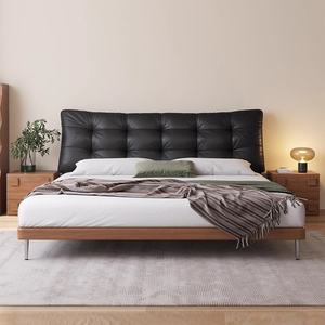 Italiano elegante letto matrimoniale medio stile antico con semplice netto in pelle rossa moderna camera da letto in legno - Product Image 5