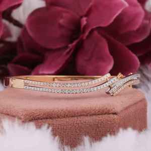 Moissanite Minimalist <b>Bangle</b> <b>Bracelet</b> 14K Gold Plated Elegant Chain Link Style Everyday Wear Jewelry Mothers Day Gift for Women - Product Image 6