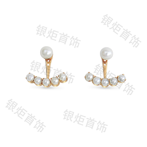 925 स्टर्लिंग चांदी के सामने और पीछे मीठे पानी के मोती कान की जैकेट वाली महिला लड़कियों के गहने - Product Image 4