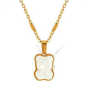 Collar con colgante de acero inoxidable 316L personalizado, chapado en oro PVD de 14K/18K, joyería fina de moda, collares con diseño de oso de concha blanca para mujer - Product Image 5