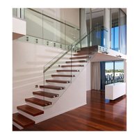 Escalier en pierre de quartz de luxe, escalier droit en pierre, escalier en porte-à-faux pour appartement/hôtel/duplex