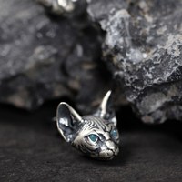 Gothique Punk Vintage Argent Plaqué Sphinx Chat Boucles D'oreilles pour Femmes Hommes Personnalité Creative Chat Boucles D'oreilles Mode Bijoux Cadeaux