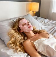 Mushang Masque Masseur pour les Yeux et le Visage en Quartz Rose avec Masque Oculaire en Pierre de Jade, Produit de Beauté et de Soin Facial