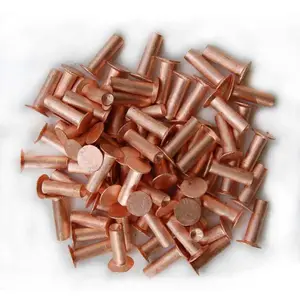 China Round Head Copper Solid Rivets Fastener 0.08" Dia X 0.12" Length For Electrical Applications Copper Finish Copper Tone