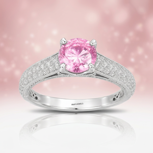 Luxury Round Cut Pink Tourmaline Gemstone Wedding <b>Ring</b> Party 10K 14K 18K Gold 925 935 Silver Rhodium Plated Fine Jewelry - Product Image 1