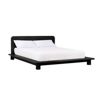Lit Tatami en Bois Massif, Bois de Frêne, Profil Bas, Style Nordique Japonais Minimaliste, Lit Double 1,8 m, Chambre Principale, Lit en Noyer Noir