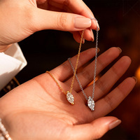 Nouvel Arrivage Collier Pendentif en Argent Sterling S925 avec Moissanite Taille Marquise à 4 Griffes, Design Goutte d'eau, Luxe Léger Haut de Gamme, Style Câble