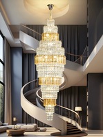 Lustre moderne en cristal LED, lampe suspendue de luxe, grande suspension lumineuse ronde pour entrée et hall