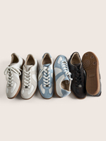 Chaussures décontractées basses unisexes personnalisées de style vintage, en cuir véritable léger et respirant, de haute qualité, type baskets allemandes, vente en gros