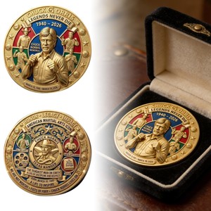 Pièce commémorative Chuck Norris Ranger du <span class=keywords><strong>Texas</strong></span>, style denim rétro, en alliage, médaille en relief, objet de collection, ornement commémoratif, culture de l'action - Product Image 2