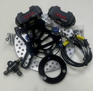 Set Freno a Disco Doppio RPM con Staffa e Disco da 220mm per Modifica Sistema Frenante Posteriore di Scooter e E-bike - Product Image 4